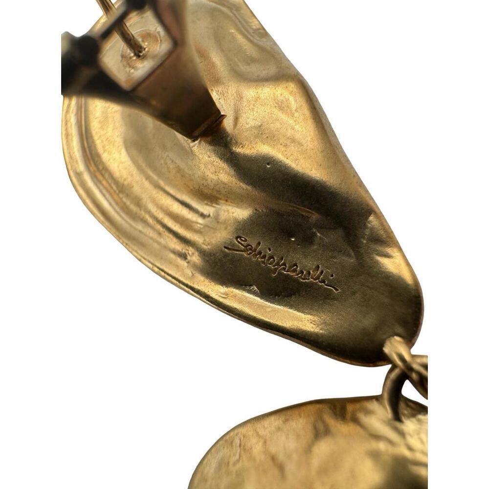 Schiaparelli Signed Anatomy Dangle Earrings Gold Plated Brass - Picture 5 of 8